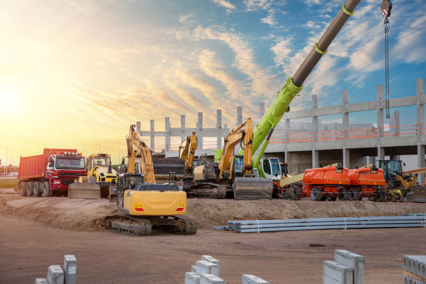 Excavator and bulldozer at construction site