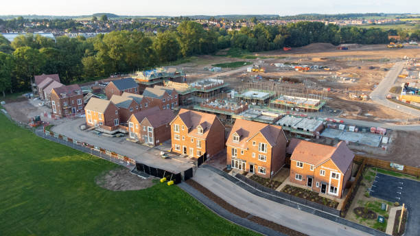 Commercial site development with grading equipment