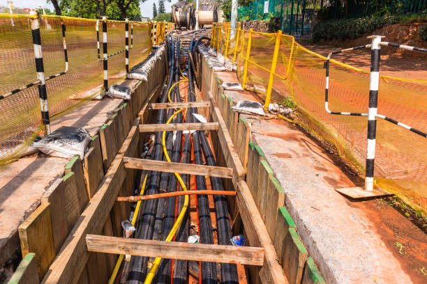 Underground utility installation with trenching